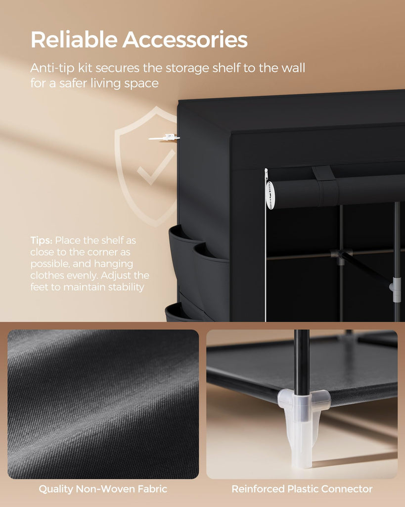 Portable Closet with Cover, 4 Hanging Rods and Shelves