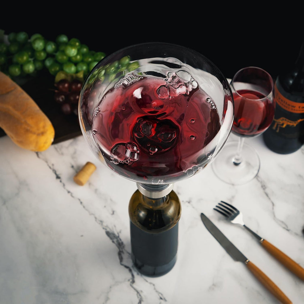 YouYah Wine Decanter Set,Red Wine Carafe with Drying Stand,Cleaning Beads and Aerator Lid,Crystal Glass,Wine