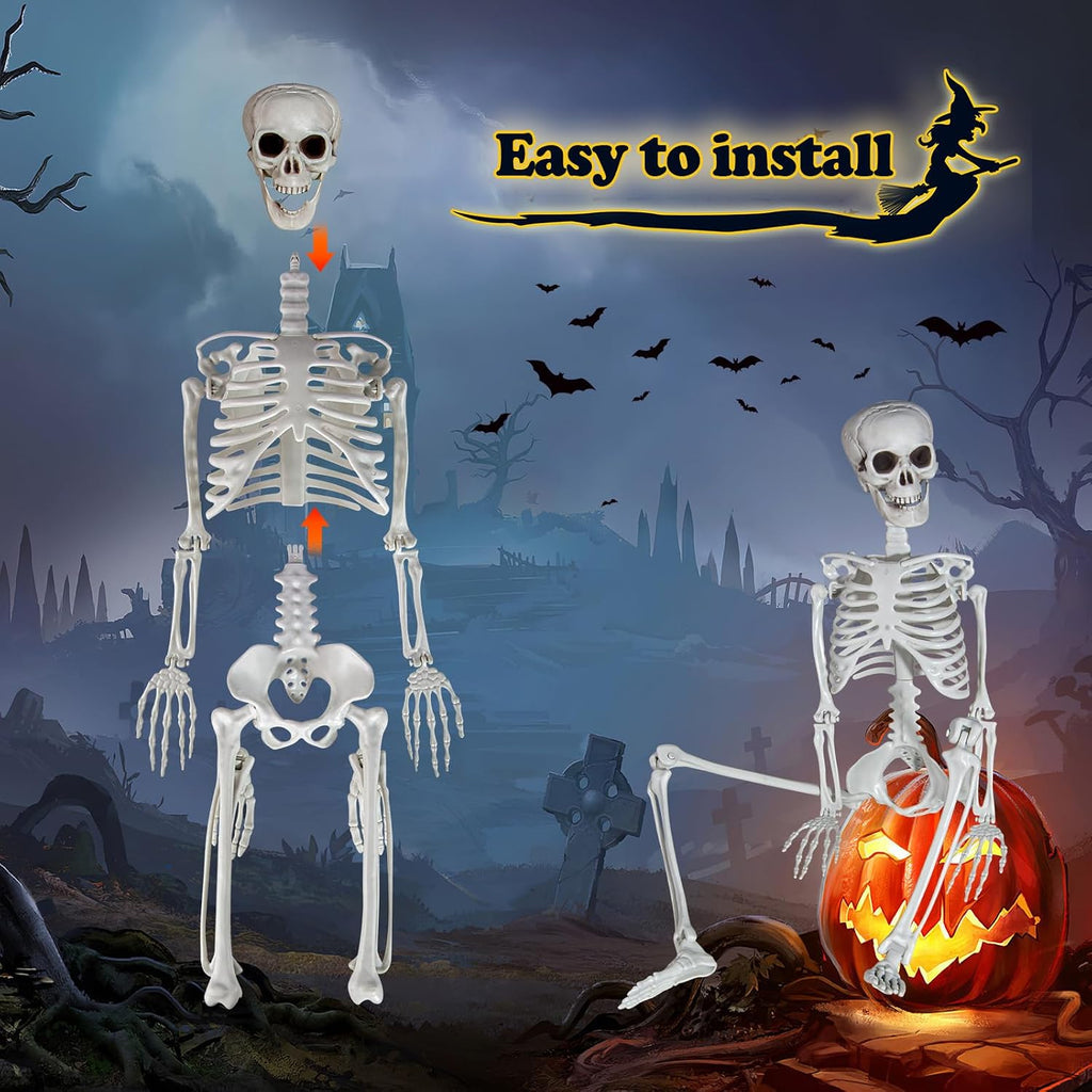 3ft Halloween Skeleton Human Full Body Skeleton Decorations for Halloween Party Haunted House Supplies (1pc)