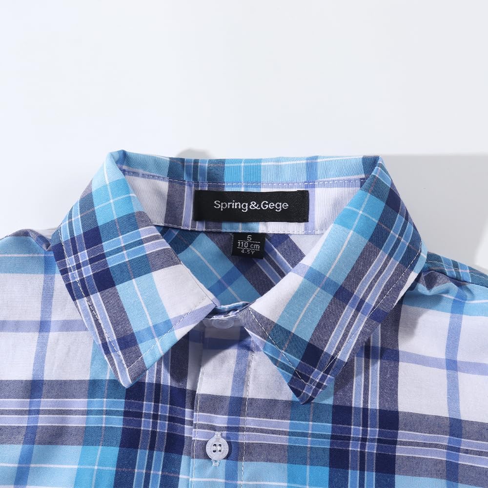 Boys Plaid Shirts Long Sleeve Casual Woven Button Down Shirts