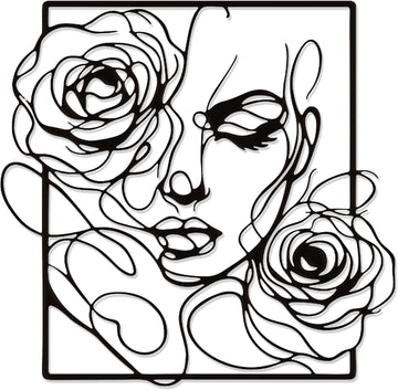 Black Metal Wall Art Rose Silhouette for Women Minimalist Decor