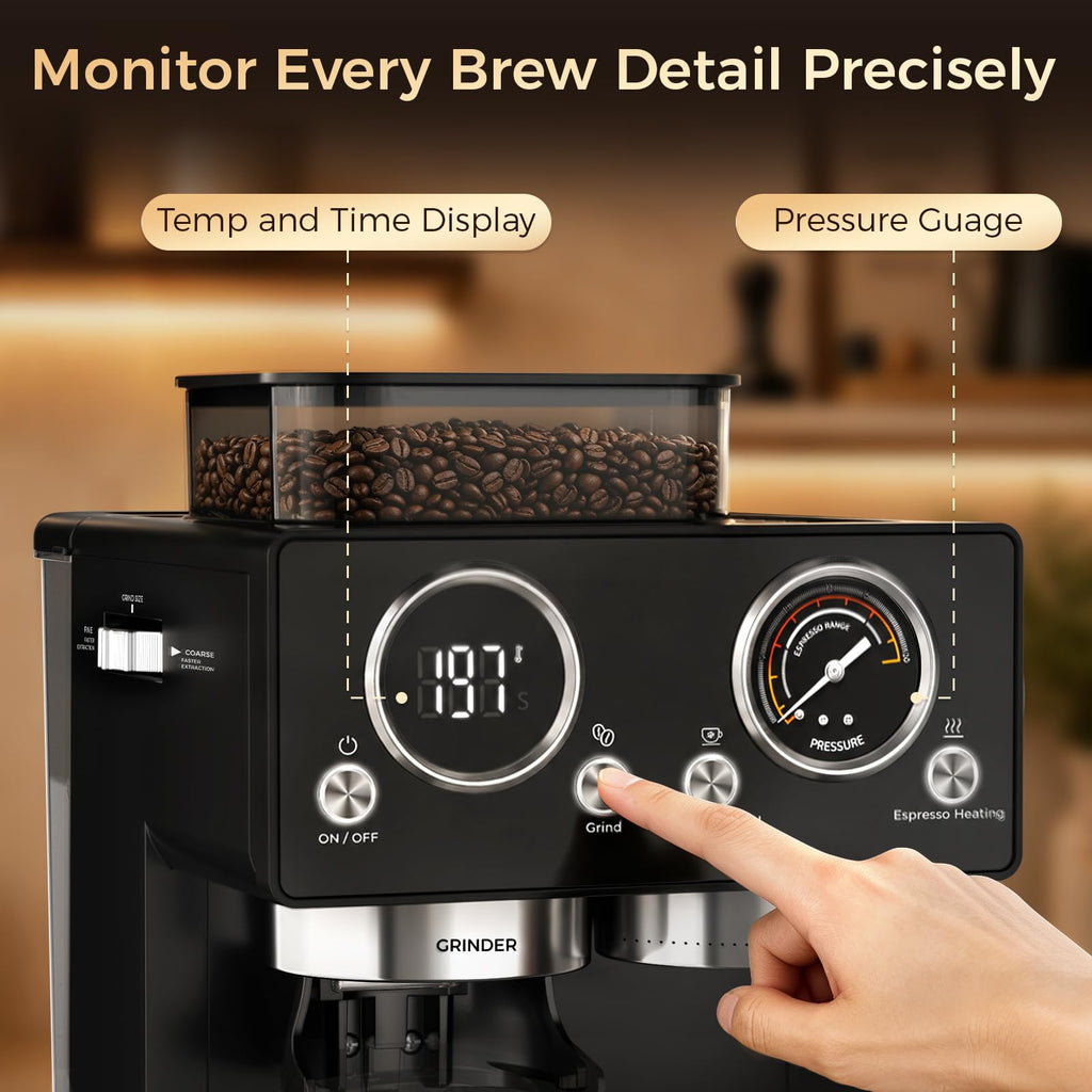 Nero 20Bar Espresso Machine with Conical Burr Grinder for Cappuccino