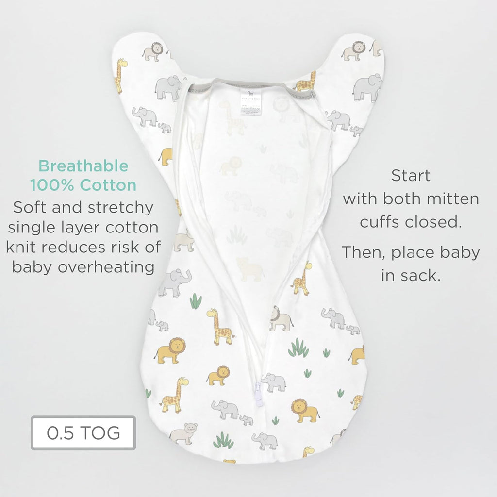 Transitional Swaddle Sack, Cotton, Little Zebra