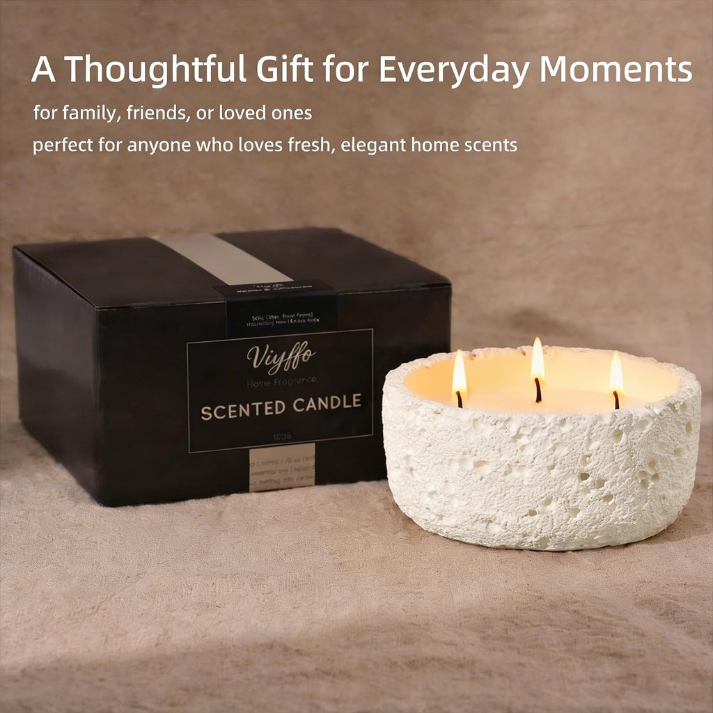 20oz Large Scented Candle - Vanilla Dreamscape, 3 Wick Non Toxic Soy Candles for Women, Matte Ivory White Ceramic Jar
