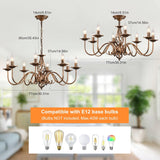 Rustic 8-Light Chandeliers, Antique Bronze Candle French Country Chandelier, Vintage Iron Pendant Hanging Ceiling Light Fixture for Farmhouse Living Room Kitchen Dining Room Foyer A109-B0DSB6Y38V