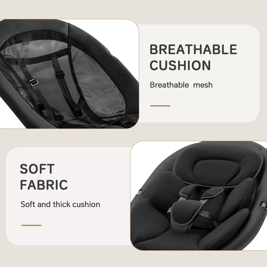 Swing for Infants with 5 Point Harness, 5 Speeds Infant Swing with Soft Cushion, 10 Songs and Bluetooth Music