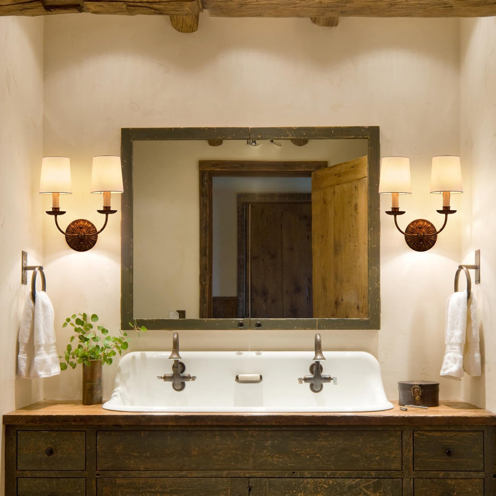 Fabric Wall Sconces Antique Brushed Brass Wall Lights with Melted Candle Classic Mid Century Wall Lamp