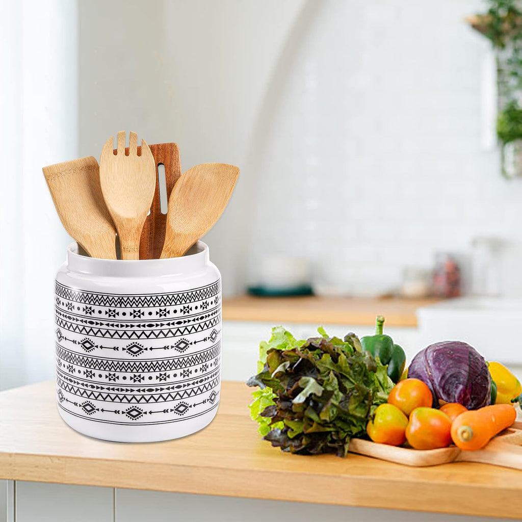 Kitchen Canister, Ceramic Large Food Storage Jar with Airtight Seal Wooden Lid, 100 Fl Oz Porcelain Food Storage