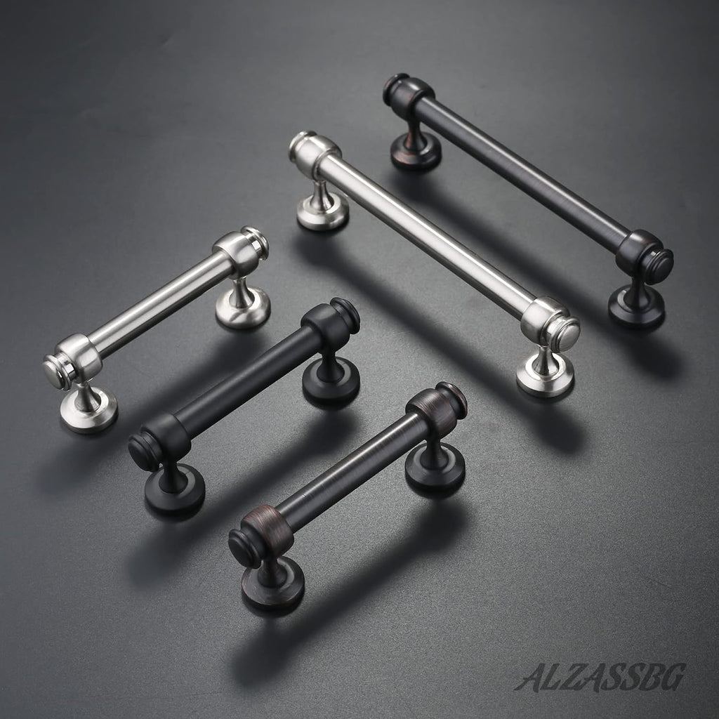 10 Pack Oil Rubbed Bronze Cabinet Pulls, 5 Inch(128mm) Hole Centers Cabinet Handles Kitchen Hardware Straight Bar for