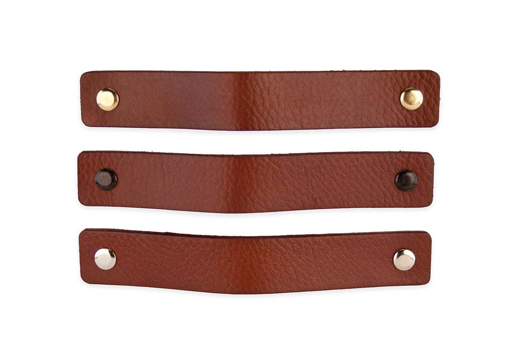 Leather Furniture Handles - Cognac - 6pcs - 6.5" x 1" - Leather Dresser Pulls - Cabinet knobs Dresser knobs - Handles