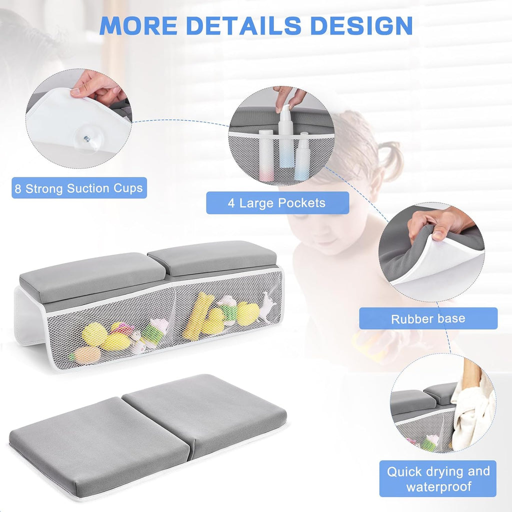 Bath Kneeler and Elbow Rest Pad Set, Bathtub Kneeling Pad, Baby Accessories for Bath, Relieve Your Knees and Elbows