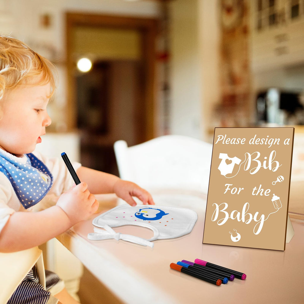 55 Pcs White Baby Bibs DIY Bib Decorating Design, Kraft