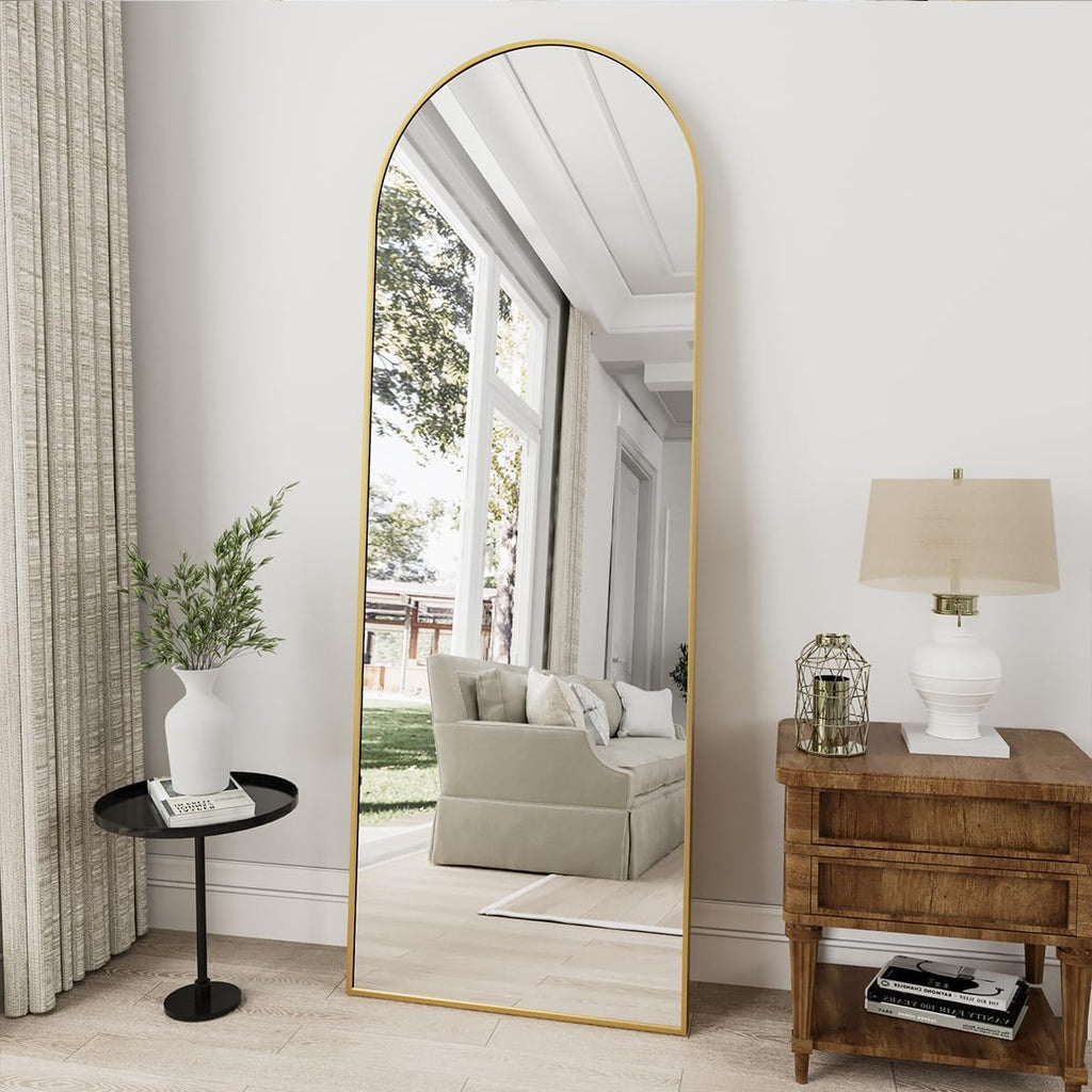Arched Full Length Mirror, 57"X20" Large Full Body Mirror, Gold