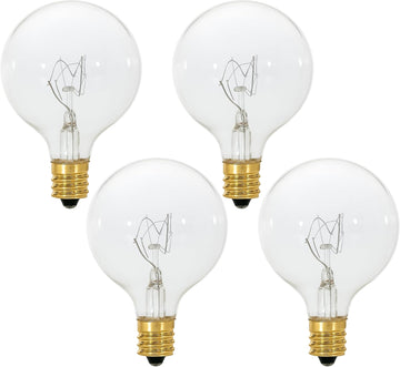 G16.5 Incandescent Globe Bulb (4-Pack) Decorative Light Bulb, 25 Watt, E12 Candelabra Base, Dimmable, 2700K Warm