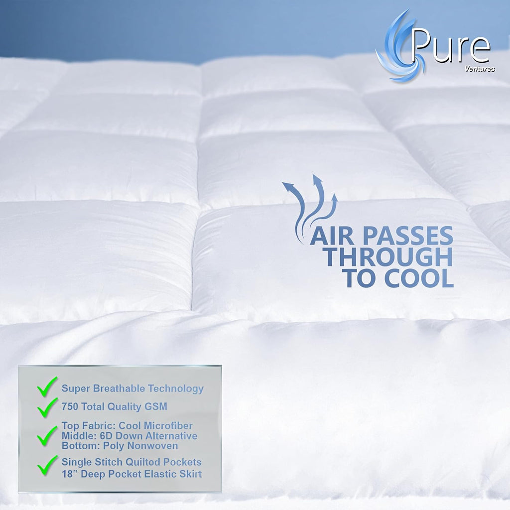 Queen Mattress Topper and Pad Cover Extra Thick Luxury Down Alternative Pillow Top Cooling Bed Topper Ultra Plush and