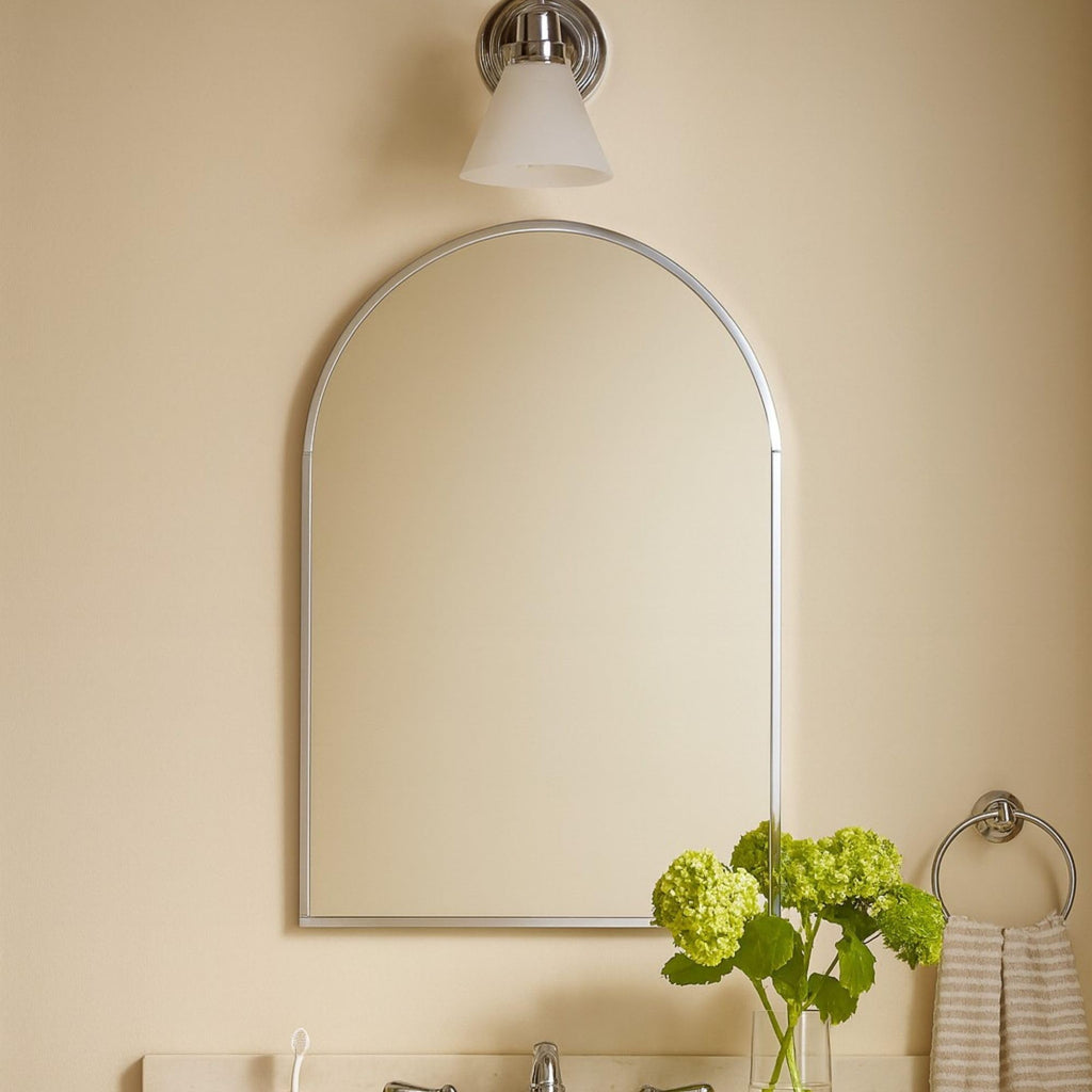24 x 36'' Chrome Arch Bathroom Medicine Cabinet with Mirror Recessed and Surface Mounted Chrome Medicine Cabinet