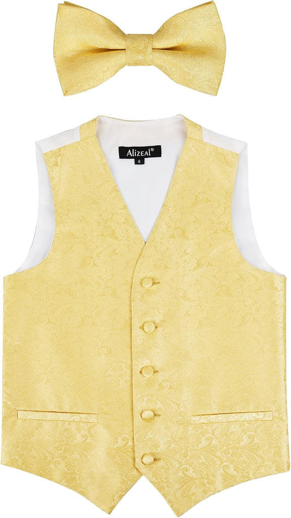 Boys 2PCS Classic Pre-Tied Paisley Bow Tie Suit Vest Set