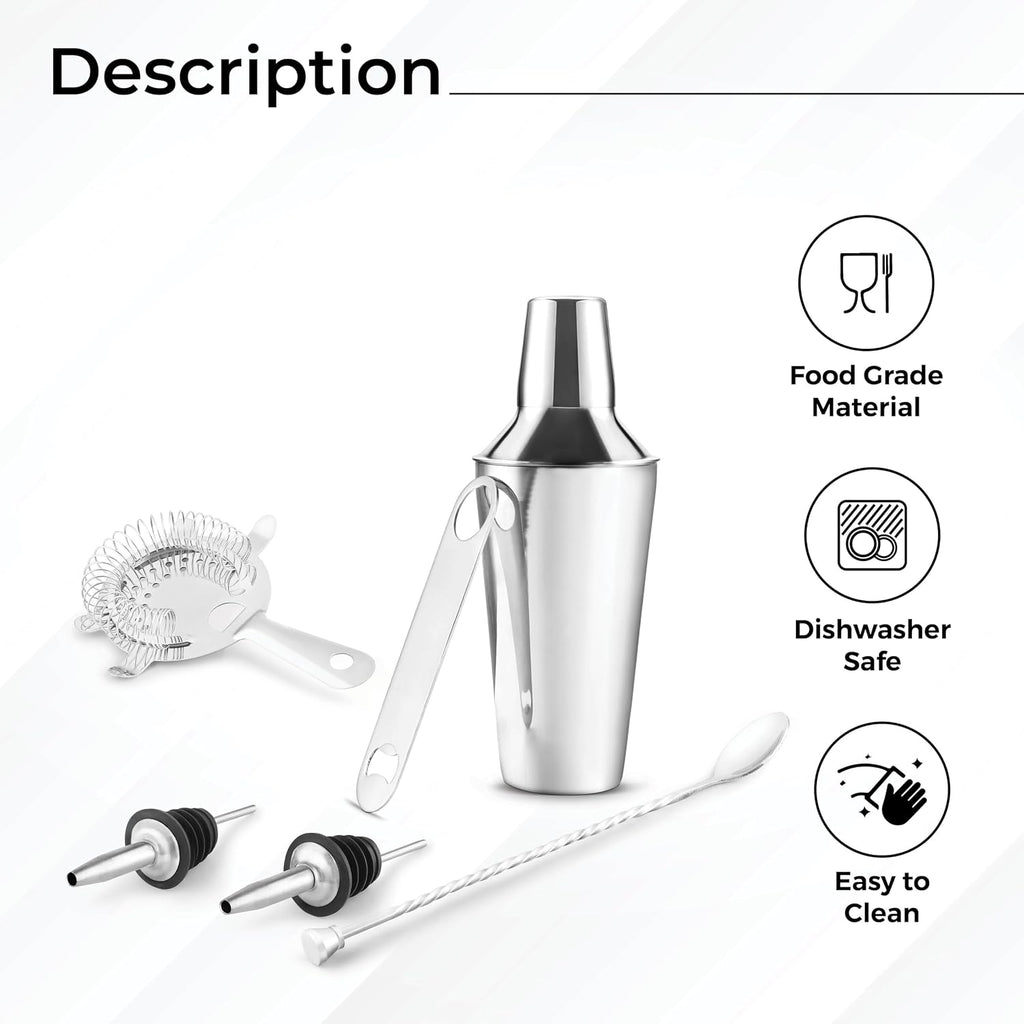 Premium 7-Piece Stainless Steel Bar Set - Complete Cocktail Shaker & Bartending Tools Entertaining | Includes Gift - Set of 7