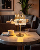 Vintage Gold Crown Shape Crystal Table Lamp, Small Bedside Nightstand Lamp