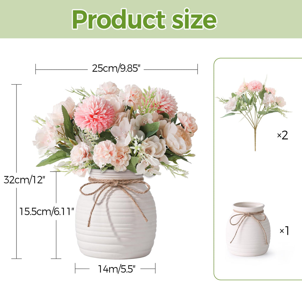 Artificial with Ceramic Vase, Faux Silk Peony & Bouquet