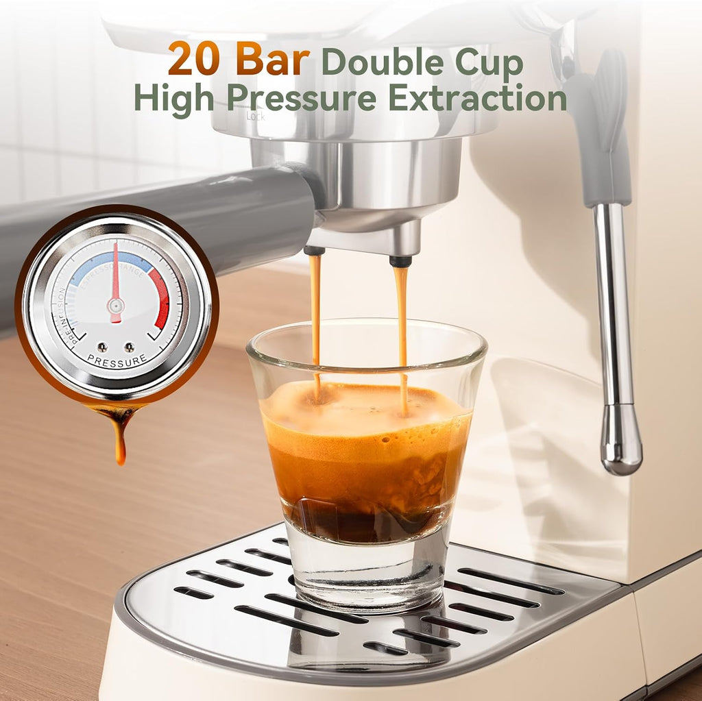 20 Bar Espresso Machine with Conical Burr Anti-Static Coffee Grinder | Removable Water Tank;Include Necessary
