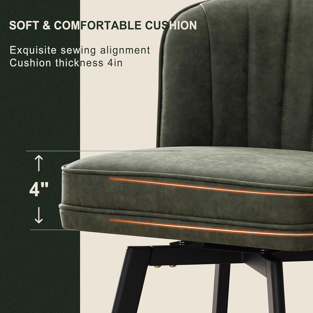 Swivel Counter Height Bar Stools Set of 2, 26'' Modern Barstools with Backs and Metal Legs, Upholstered Bar Chairs