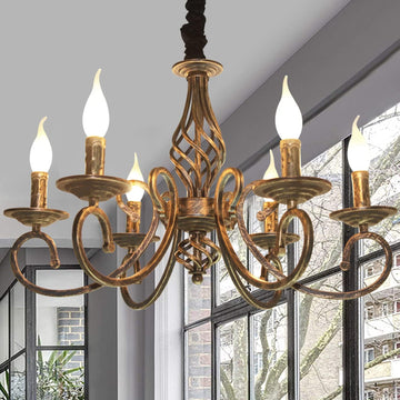 Rustic 6-Light Chandeliers,French Country Vintage Chandelier,Metal in Antique Bronze Pendant Chandelier,Pendant Light Fixture for Island Kitchen Farmhouse Dining Room Living Room A109-B07SCZK3TG