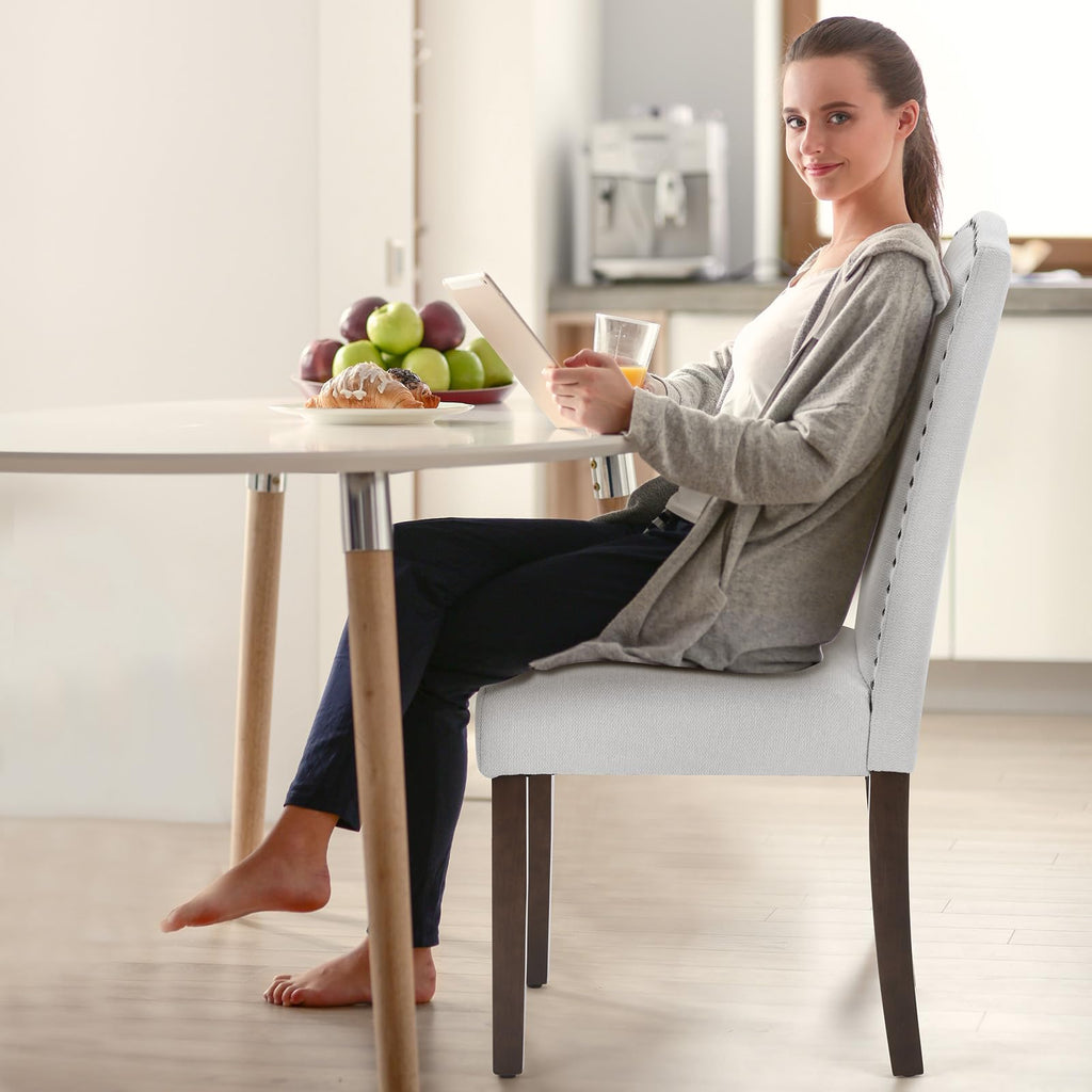 Set of 2, Upholstered Accent Chair, Light Grey