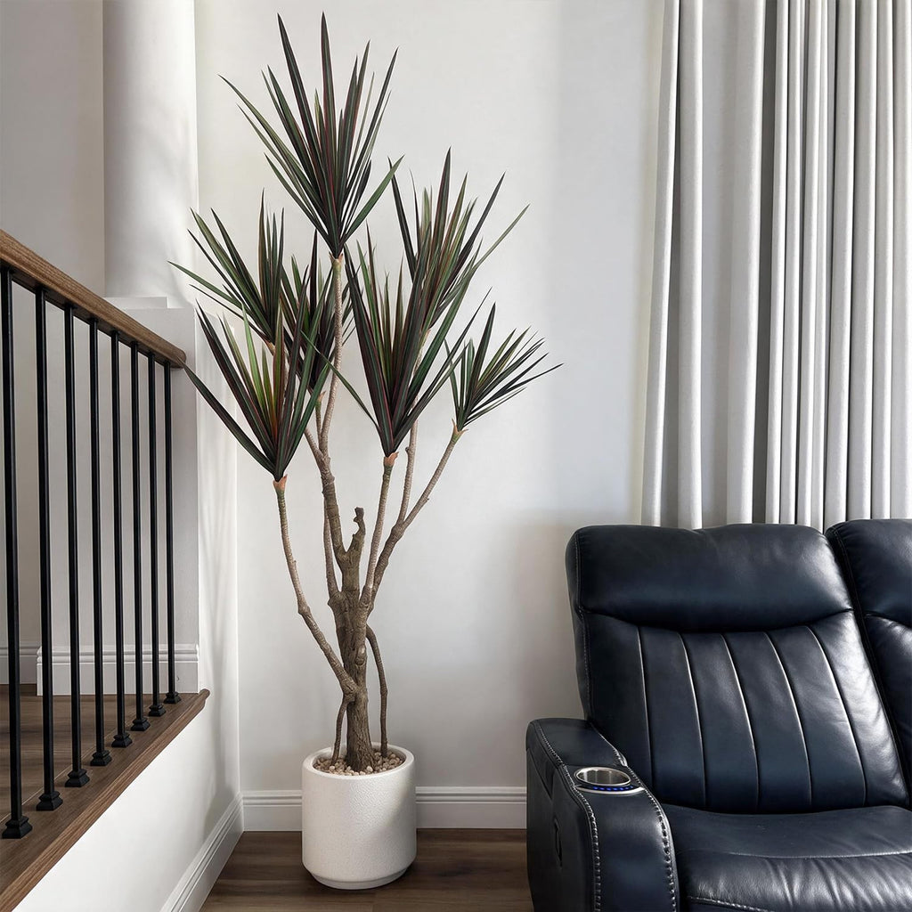 Dracaena marginata Artificial Plant 5.2ft, Faux Dragon Tree in Pot