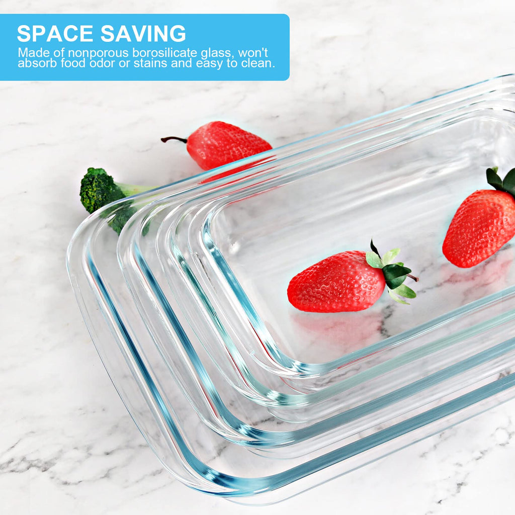 8 Pieces Glass Baking Dish with Lids, Blue
