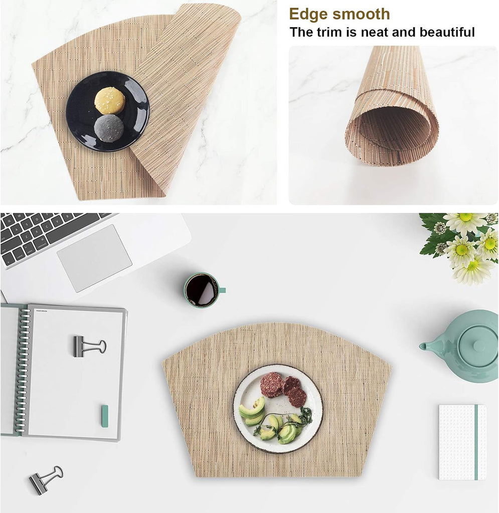 Round Placemats Wedge Place Mats Sets with Centerpiece Round Table Mats, PVC Polyester Heat Resistant Non-Slip - Set of 5