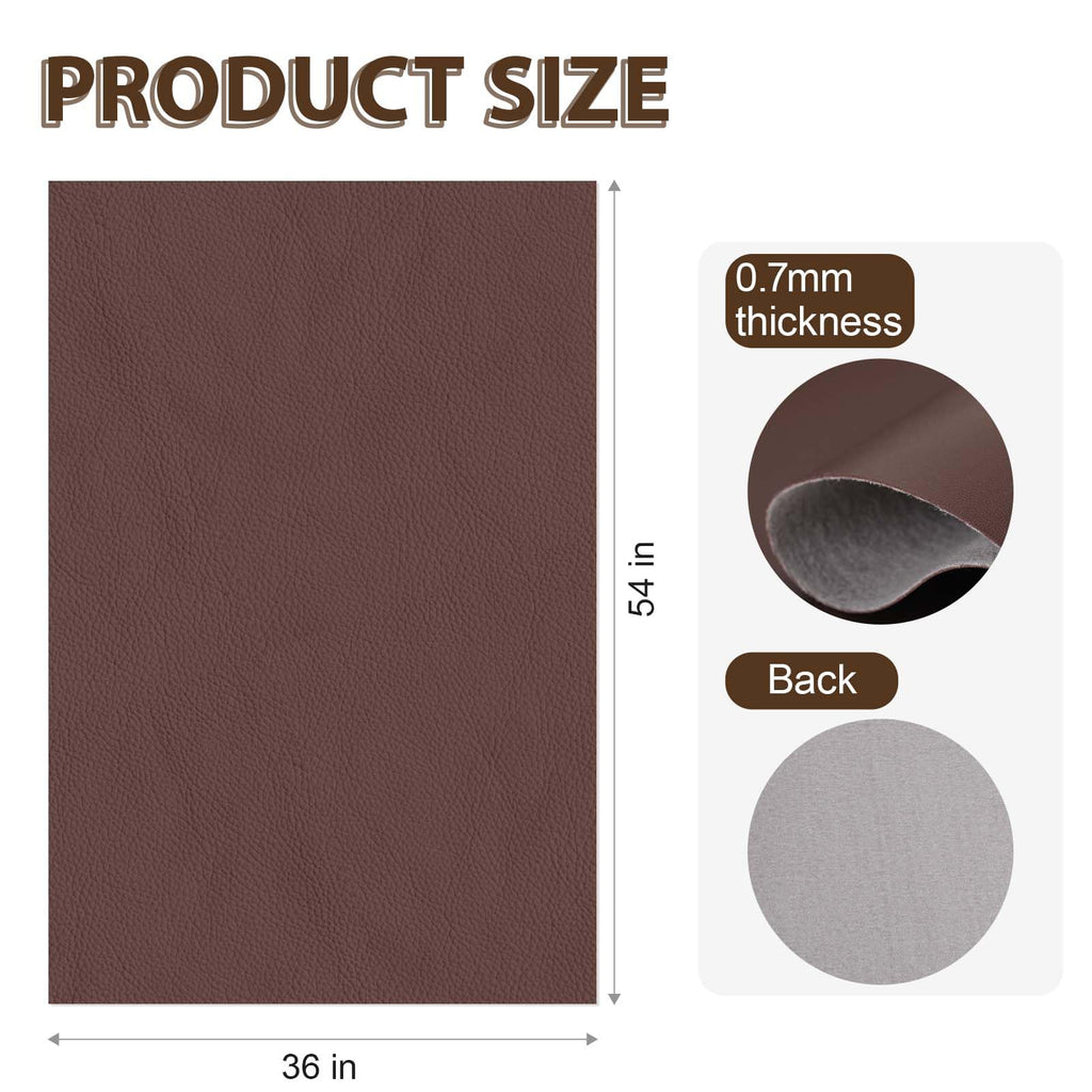 Faux Leather Fabric Smooth Solid 54" x 36" (Dark Brown)
