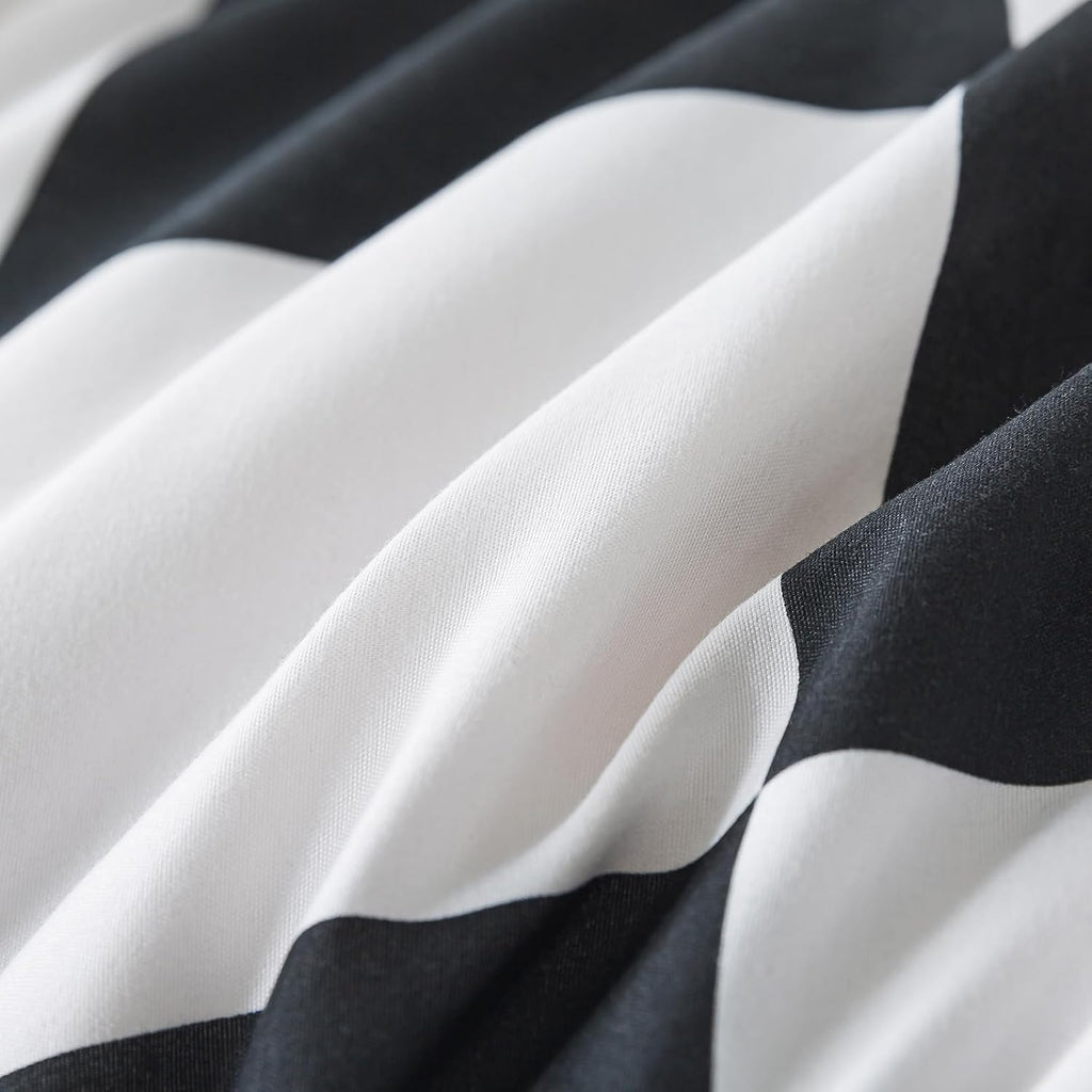 Black and White Checkered Comforter Set, Plaid Twin Checkered Boys Bedding Set for All Seasons, Farmhouse Soft