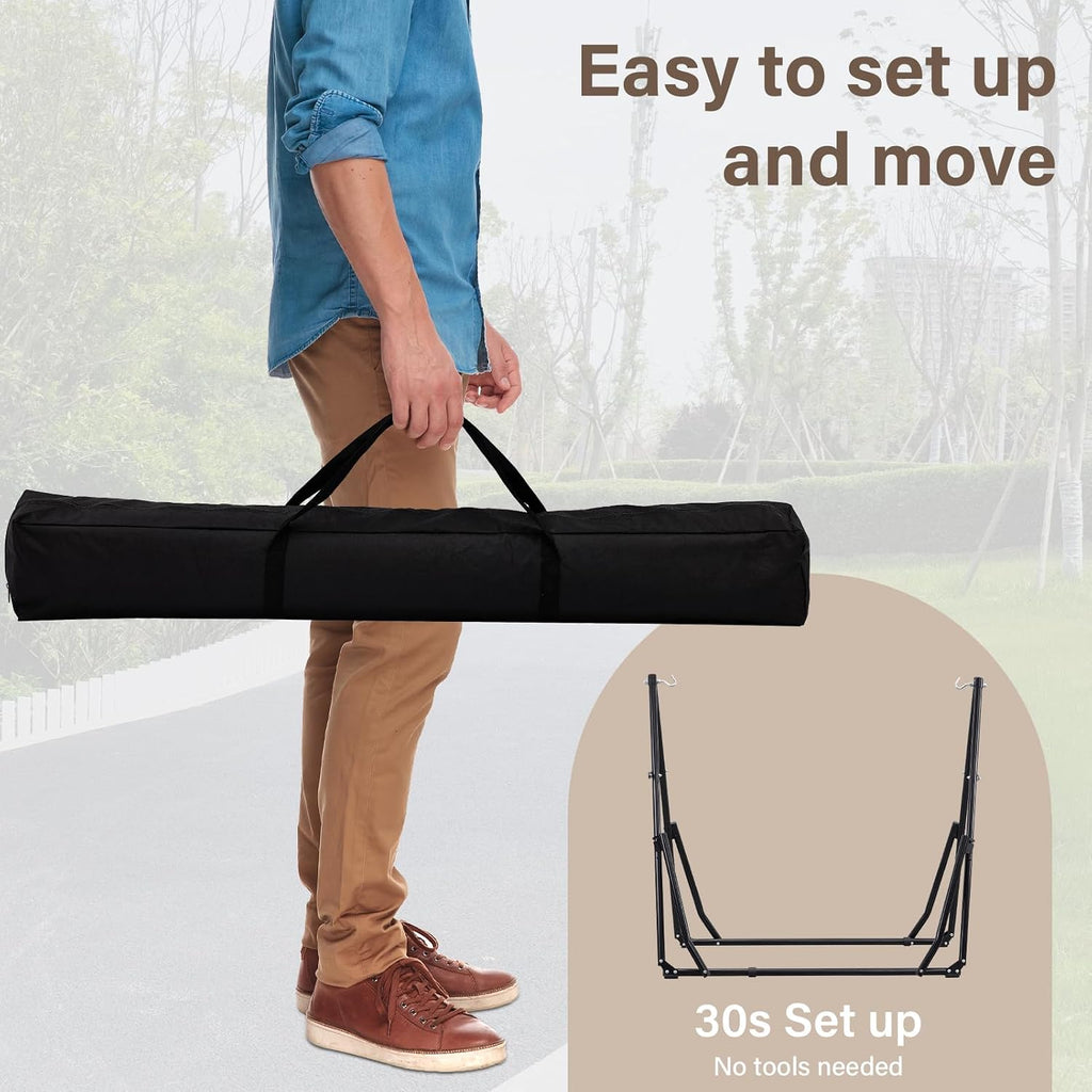 2 in 1 Hammock with Stand, Outdoor Hammock Swing Chair with Portable Heavy Duty Stand, Multi-Functional Hammock Stand