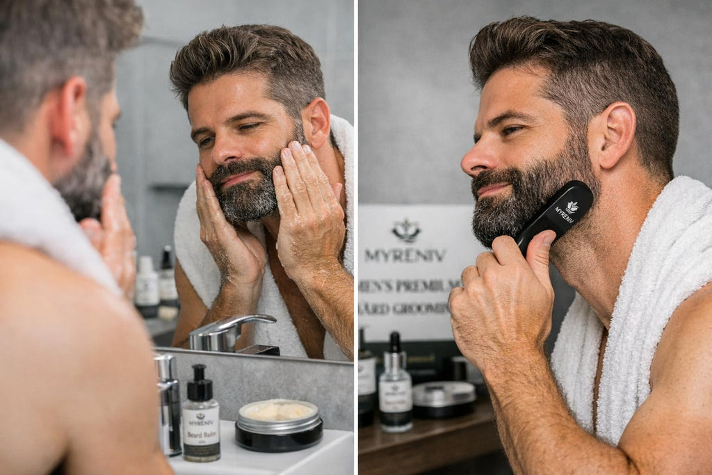 Men's Premium Beard Grooming Kit - Beard Oil, Beard Balm, Beard Wash & Beard Comb - Conditioning & Styling Set for a