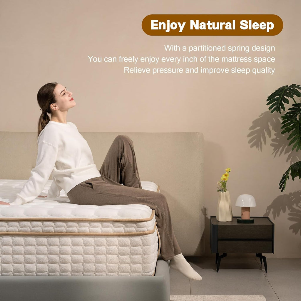 King Mattress, 12 Inch Hybrid King Size Mattress in a Box, Medium Firm Mattresses with Memory Foam & Pocket Springs