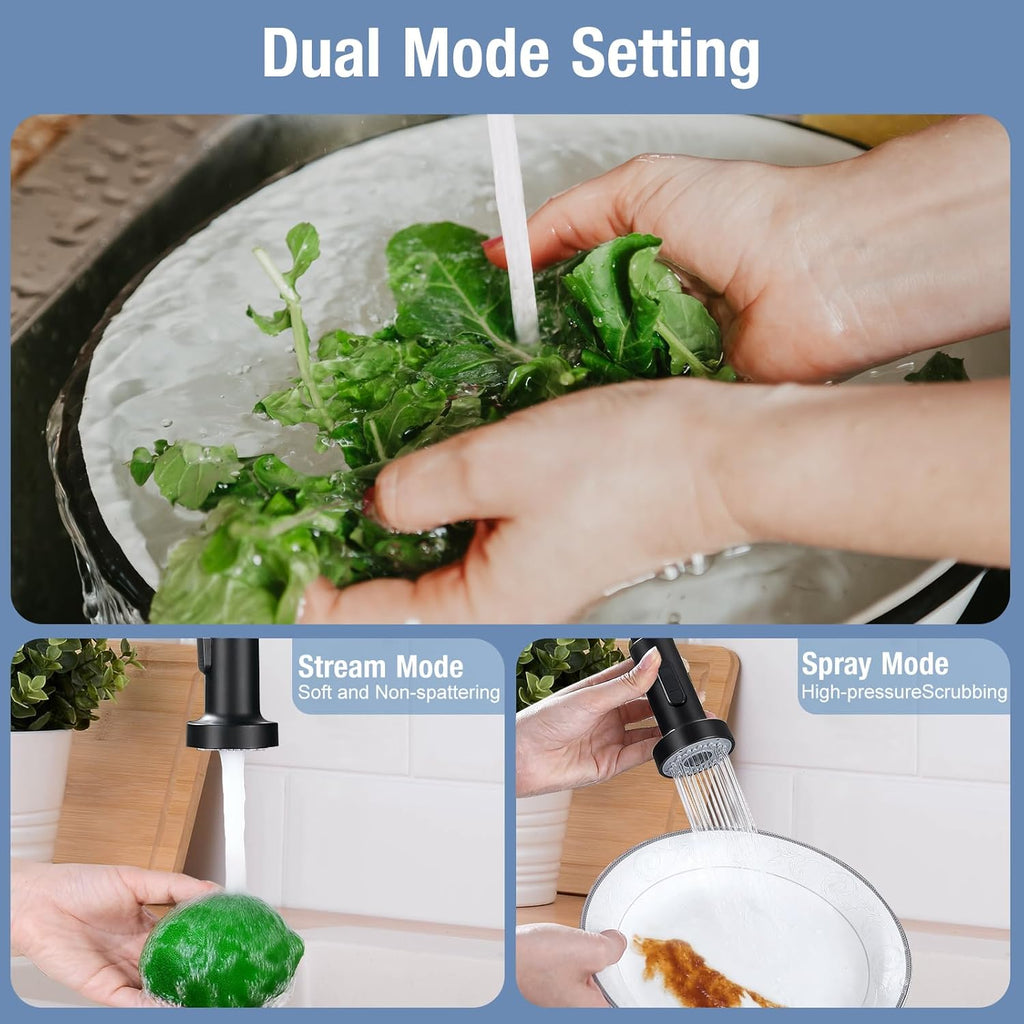 Kitchen Faucets with Pull Down Sprayer Single Handle 1 or 3 Holes Spring Kitchen Sink Faucet with Deck Plate for