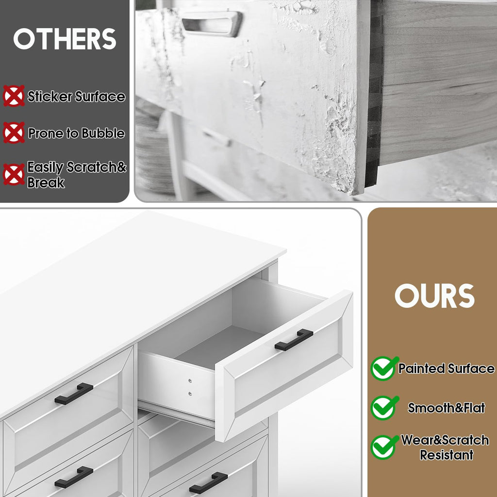 White Dresser, Chest of Drawers, Large Modern Farmhouse Storage for Closet, 8 Drawers Dresser Storage Drawers, 39.3"