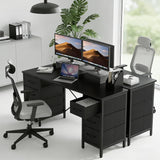 47 Inch Computer Desk with 8 Fabric Drawers, Office Gaming Desk with Storage