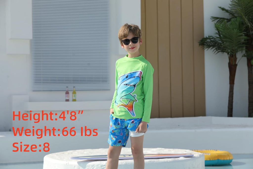 Toddler Boys Rash Guard Sets,Swim Trunks with Compression Liner,Swim Shirt Sets