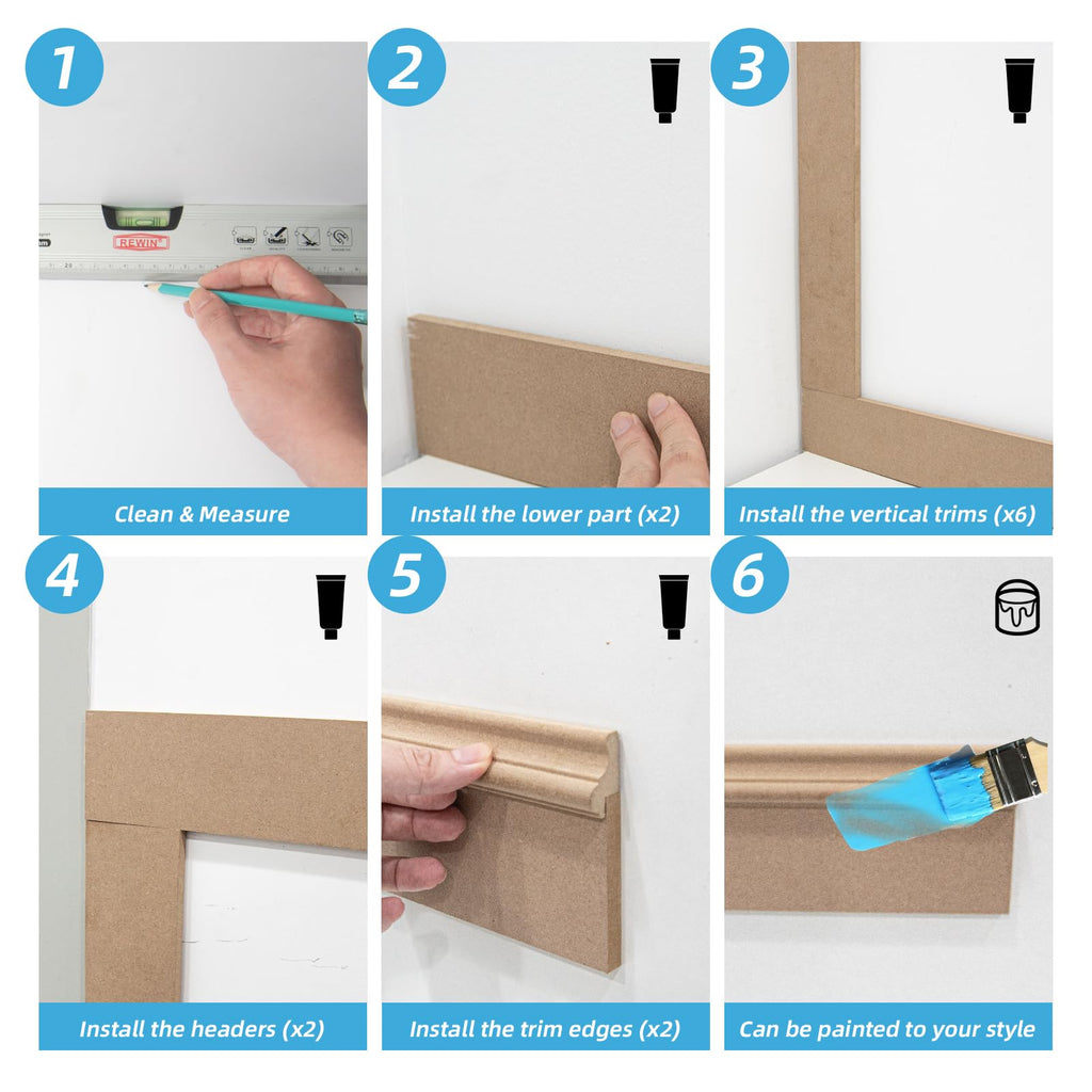 MDF Premade Paintable Board and Batten Wainscoting Kit, 94.5 x 54 in