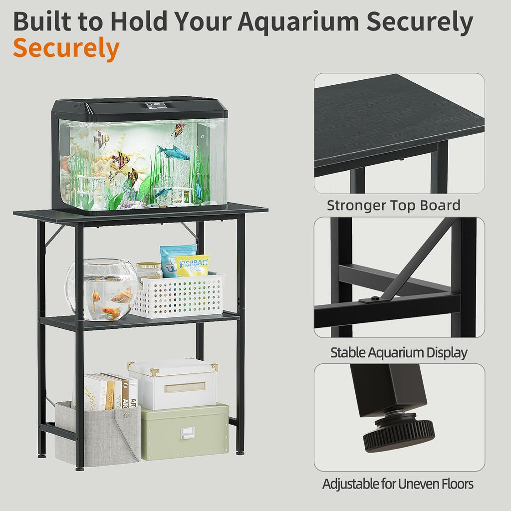 30 Gallon Fish Tank Stand Heavy Duty Metal Aquarium Black