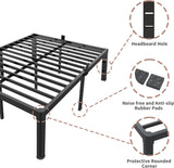 18 Inch Queen Bed Frame with Rounded Corner and Headboard Hole Mattress Retainers 3500LBS Metal Heavy Duty Steel Slats