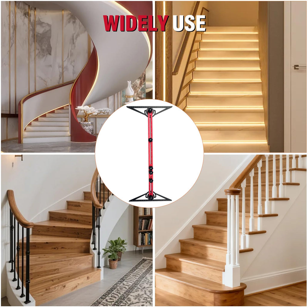 Stair Tread Template Tool, 8"-52" Jig Stair Gauge, Double-Ended Solid Nut Locking Stair Tread Jig, Aluminium Alloy