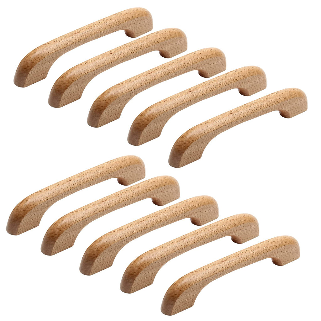 10 Pcs Natural Wood Cabinet Pulls, 5" Length, 3-3/4" Hole Spacing