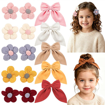 15PCS Hair Bows for Girls, Bright Colors Flower with Alligator Hair Clips, Girl Hair Accessories Set for Kids Toddler