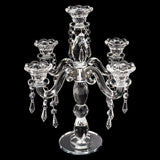 Modern Crystal Candle Holder Candelabra, 5 Arm 14 Inch Tall Clear Taper Candlestick Holders Vintage Wedding
