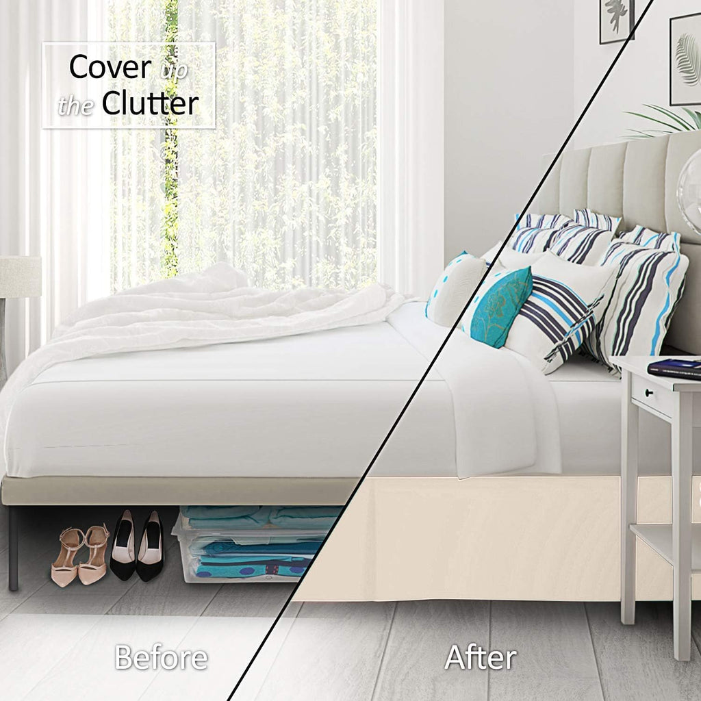 500 Thread Count Organic Cotton Twin XL Bed Skirt - 39x80 Inches, 12 Inch Drop Split Corner Design, Ivory Solid