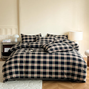 Black Buffalo Plaid Duvet Cover 100% Washed Cotton Green Red Gingham Duvet Cover Vintage Checkered Duvet