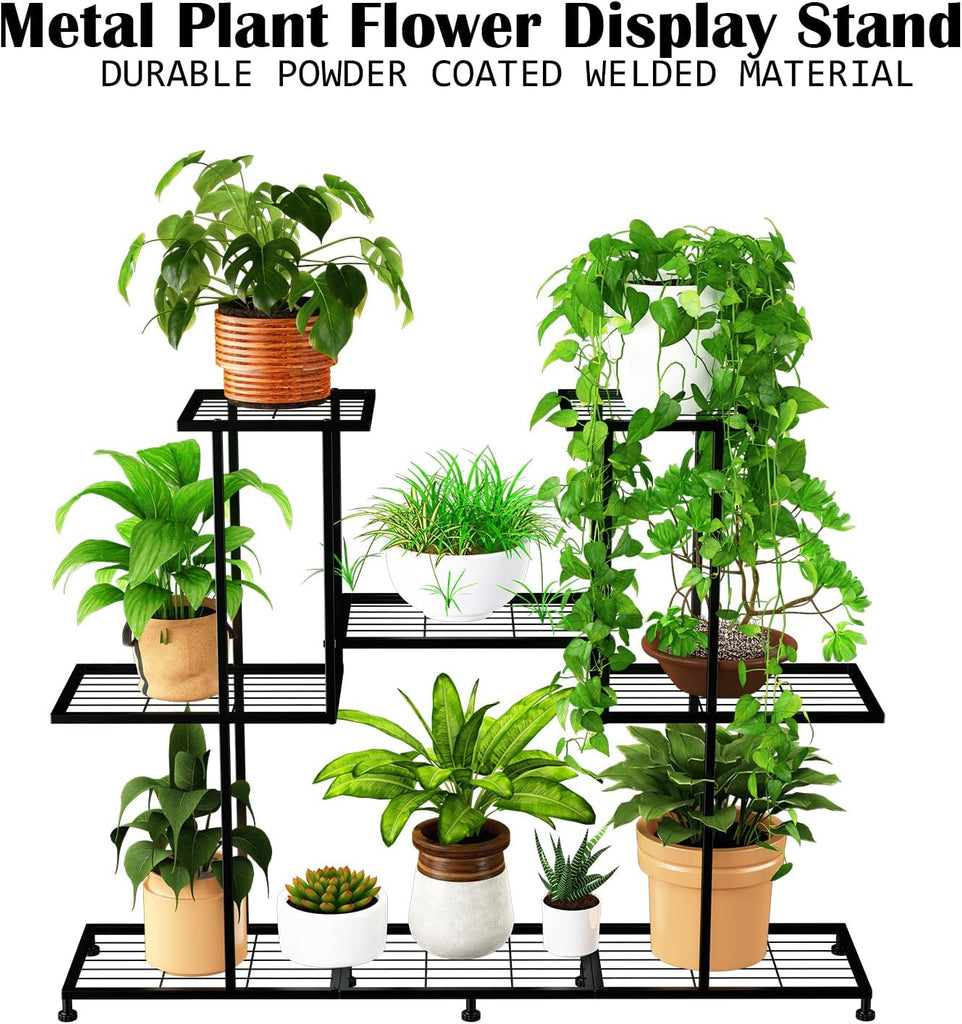 Metal Plant Stand, 5 Tiers Multifunctional Plant Stands for Indoor Plants, Decorative Black Steel Plant Shelf for